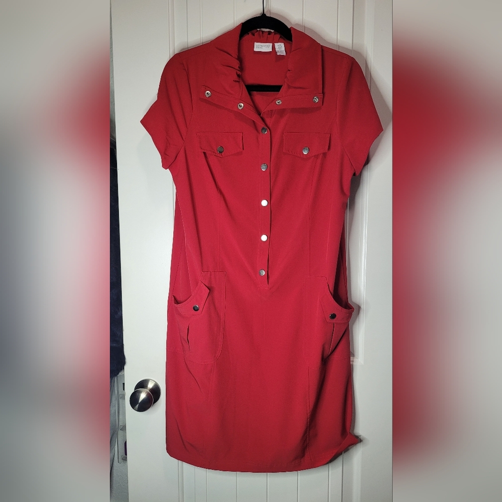 Red Button-Down Women's Dress